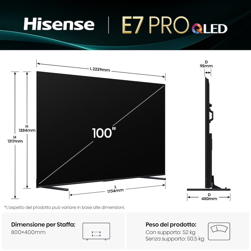 Hisense TV QLED 100" 100e7q Pro NERO