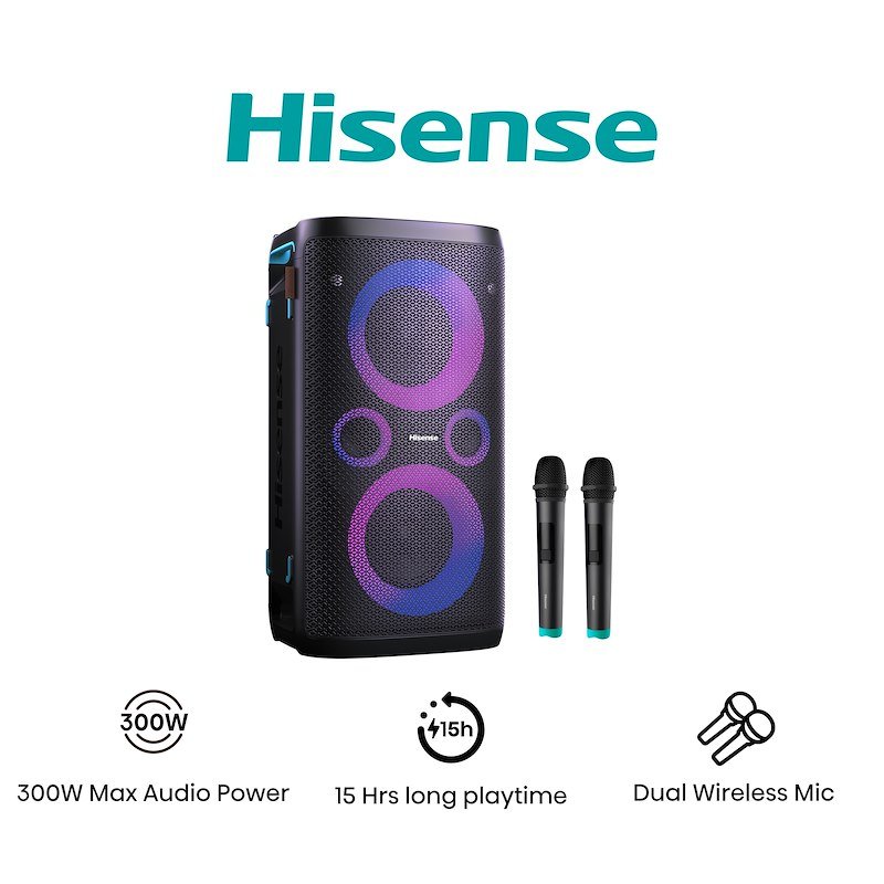 Hisense Speaker Party Storm 1 Audio Nero + 2 Microfoni Wireless