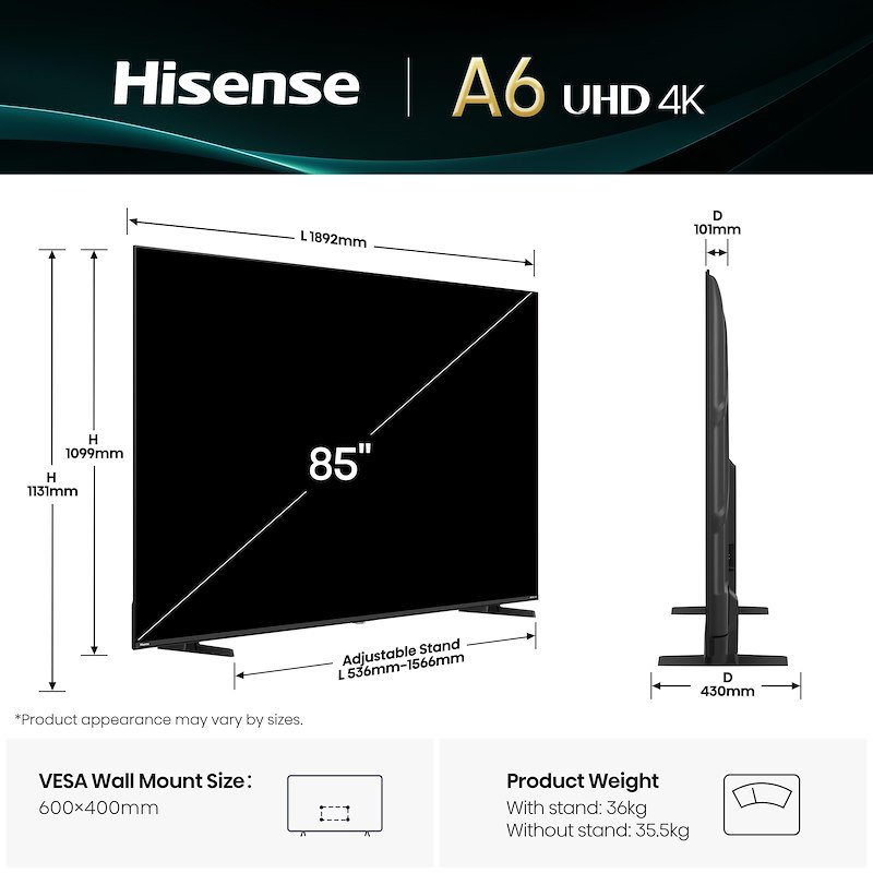 Hisense TV LED 85" 85a69q NERO