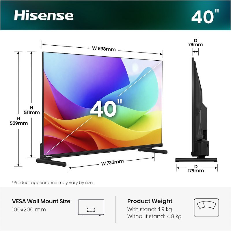 Hisense Smart TV QLED 40" 40a59s