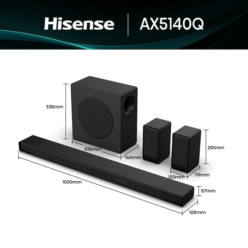 Hisense Soundbar 600W + Subwoofer 280W AX5140Q