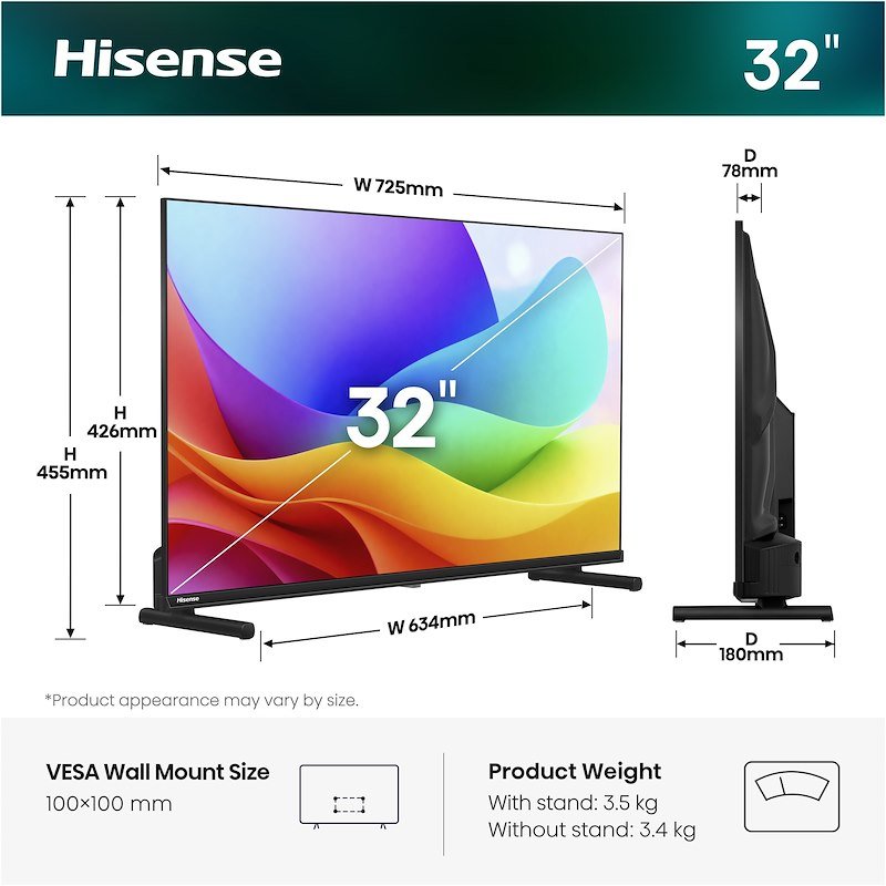 Hisense Smart TV QLED 32" Full HD 32A59S nero