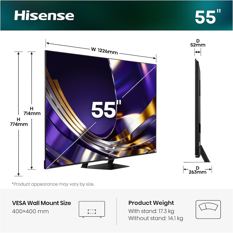Hisense Smart TV MINI LED 55" 55u7s Pro