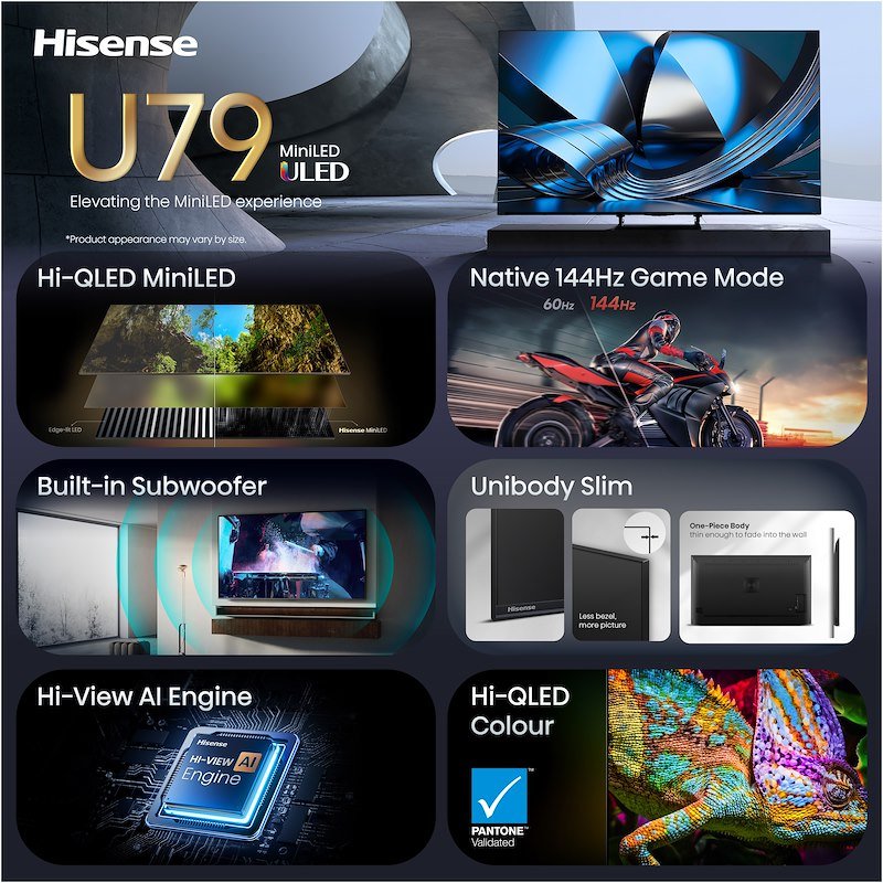 Hisense TV MiniLED 65" 4K Ultra HD 65u79se Nero