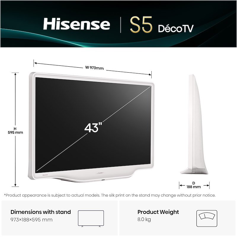 Hisense TV QLED 43" 43s5q bianco