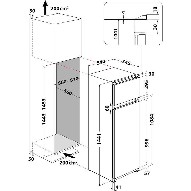 Hotpoint Ariston Frigorifero 2 Porte da Incasso BDFS 2422 218 l Bianco