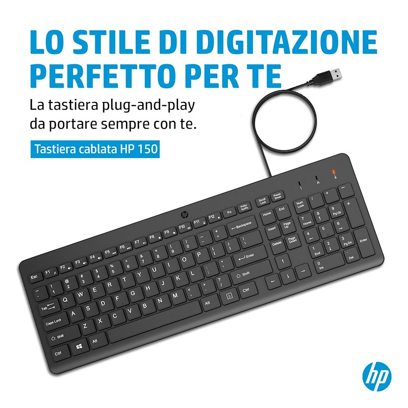 Hp Tastiera 150 Cablata 664R5AA  Nero