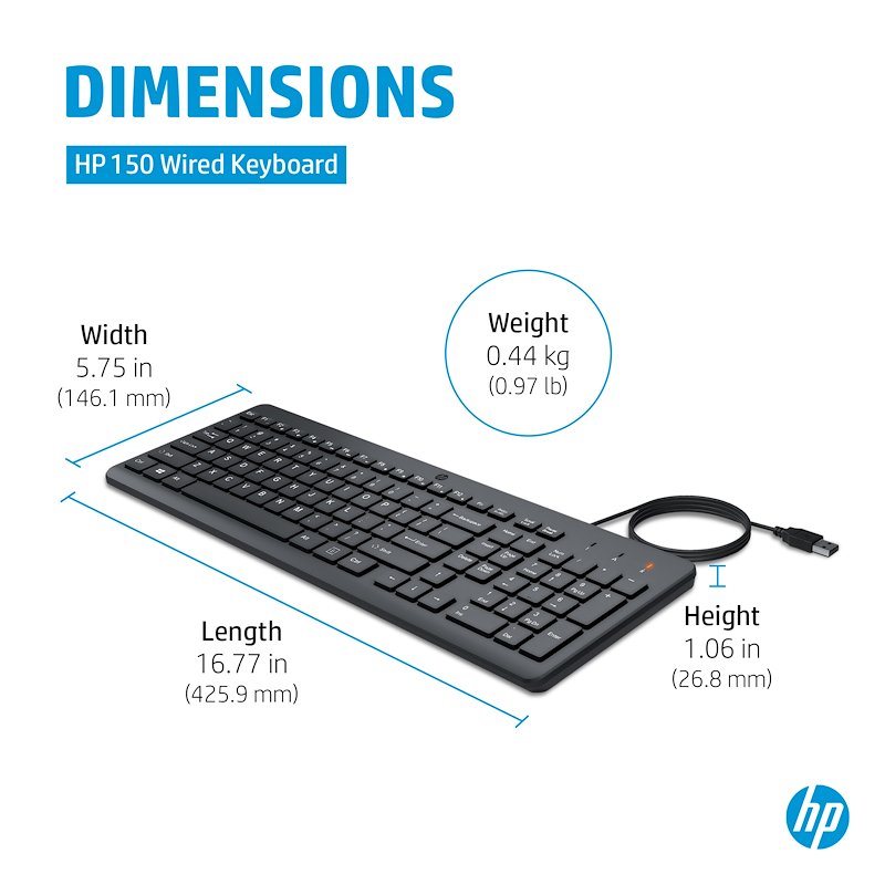 Hp Tastiera 150 Cablata 664R5AA  Nero