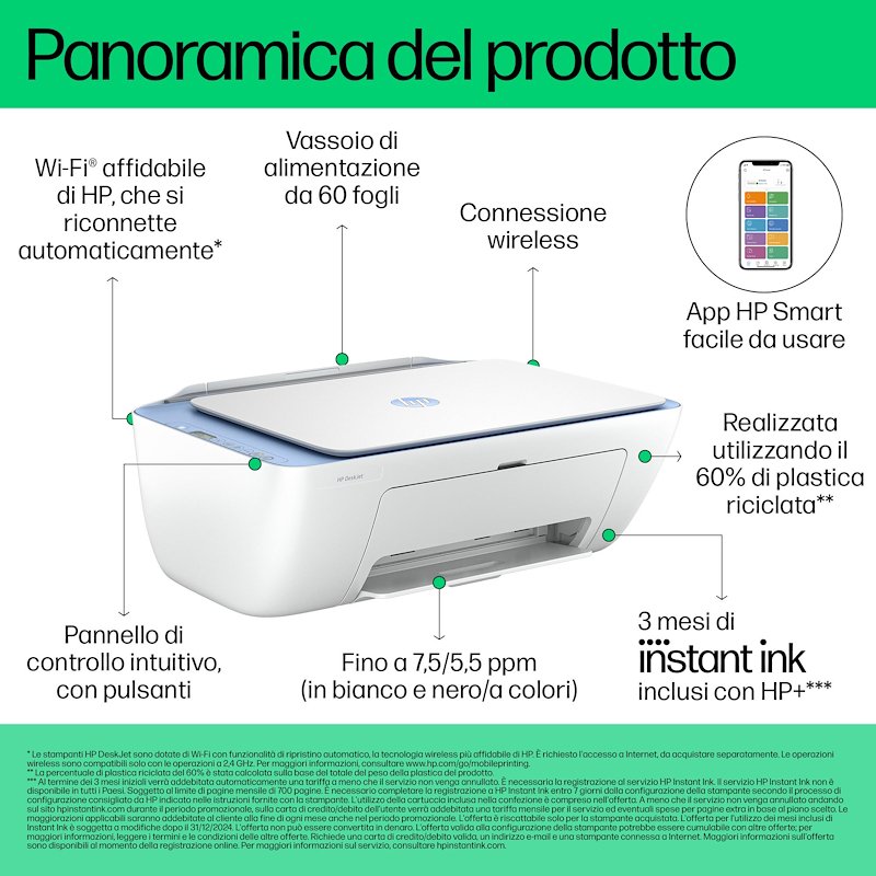 Hp stampa Inkjet Deskjet 2822e Blue Breeze