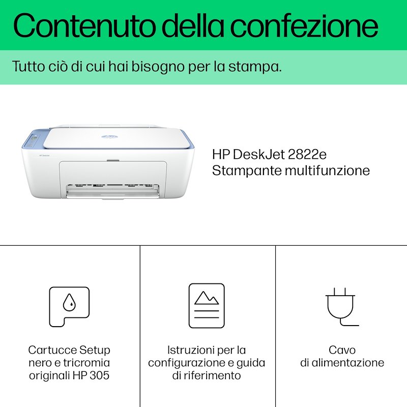 Hp stampa Inkjet Deskjet 2822e Blue Breeze