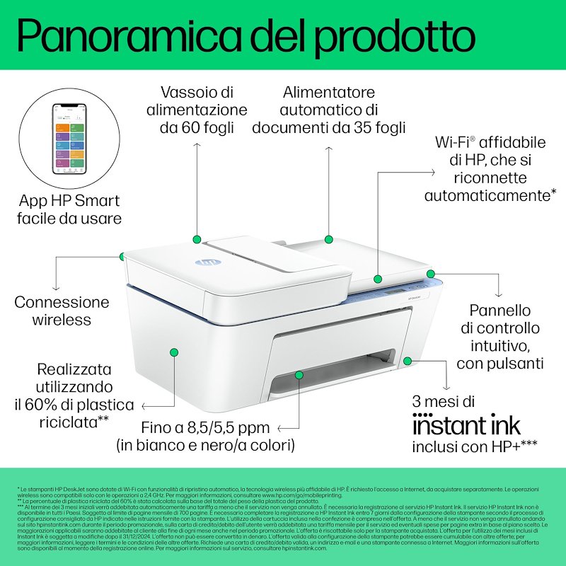 Hp Stampante a colori inkjet Deskjet 4222e Blue Breeze