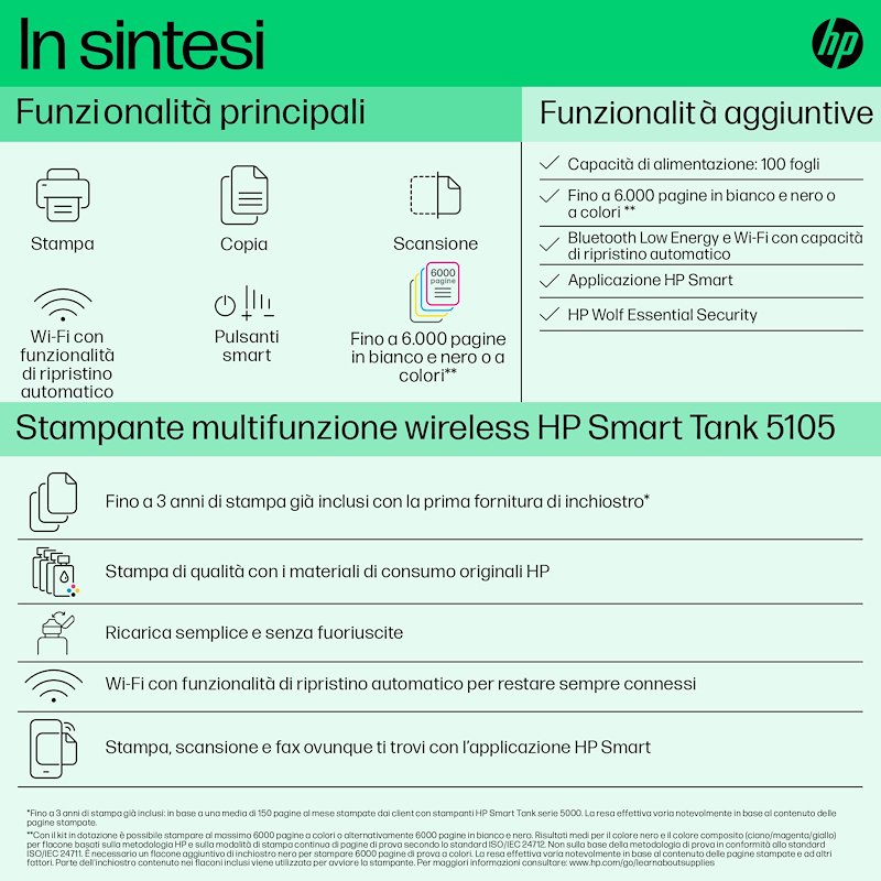 Hp Stampante a colori inkjet SmartTank 5105 Bianca