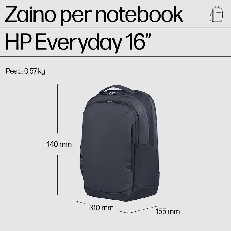 Hp Zaino per notebook HP Everyday 16" A08jxaa	Odyssey Gray