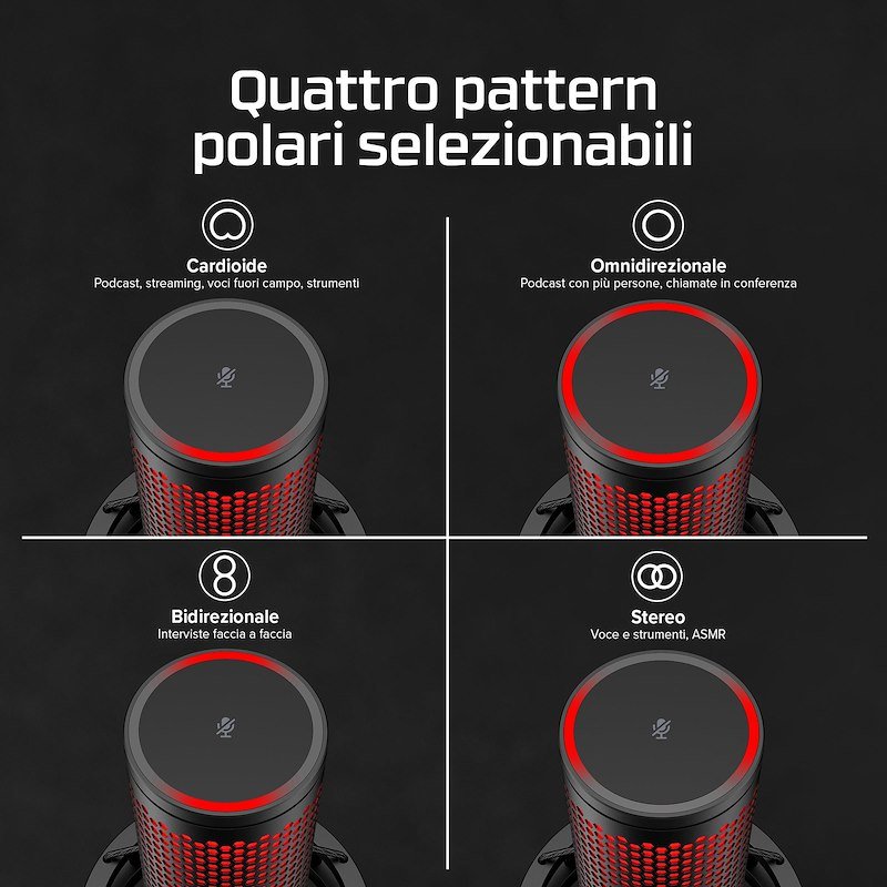 Hp Microfono Quadcast 2 Black - Red