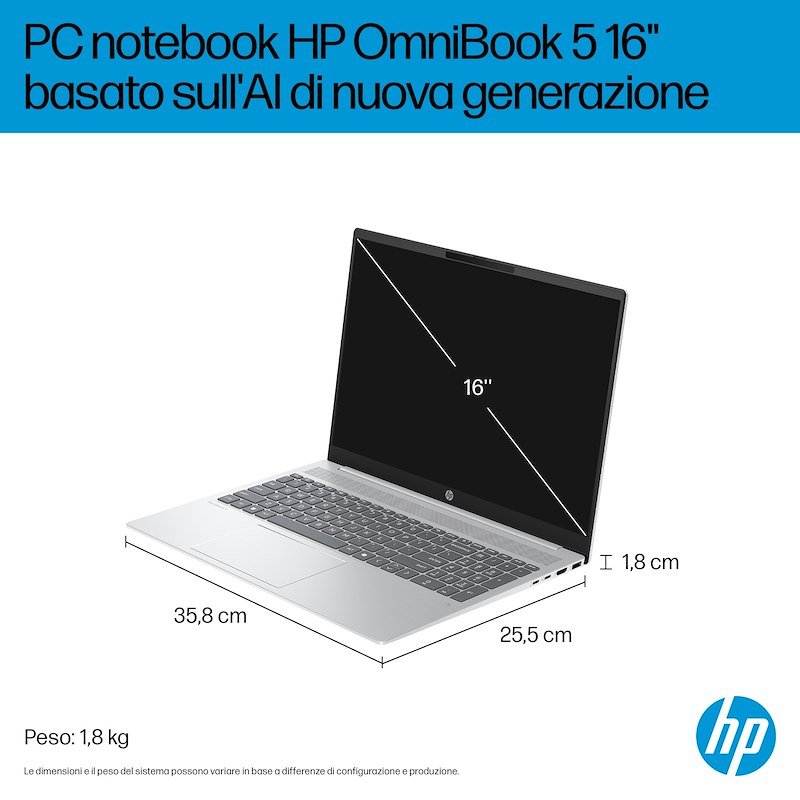 Hp Notebook Omnibook 5 Ngai 16-ag1023nl D13JPEA 16/1TB Glacier Silver