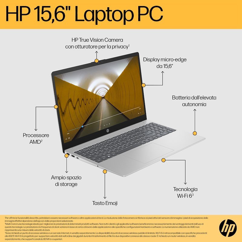 Hp Notebook 15,6" 8/512GB 15-fc1010nl Natural Silver