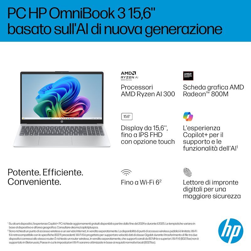 Hp OmniBook 3 Laptop Next Gen AI 24GB/ 1TB 15-fn0015nl