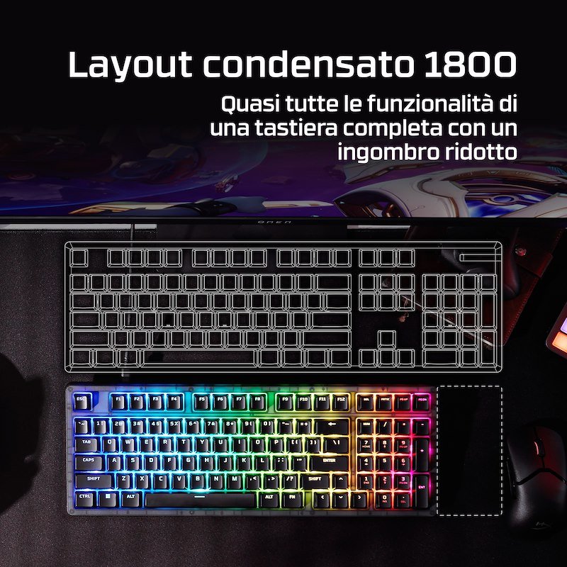 Hp Tastiera Gaming HyperX Origins 2 1800 Retroilluminata Nero