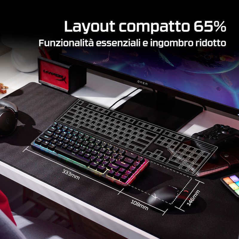 Hyperx Tastiera da gaming Origins 2 65 QWERTY USA Nera