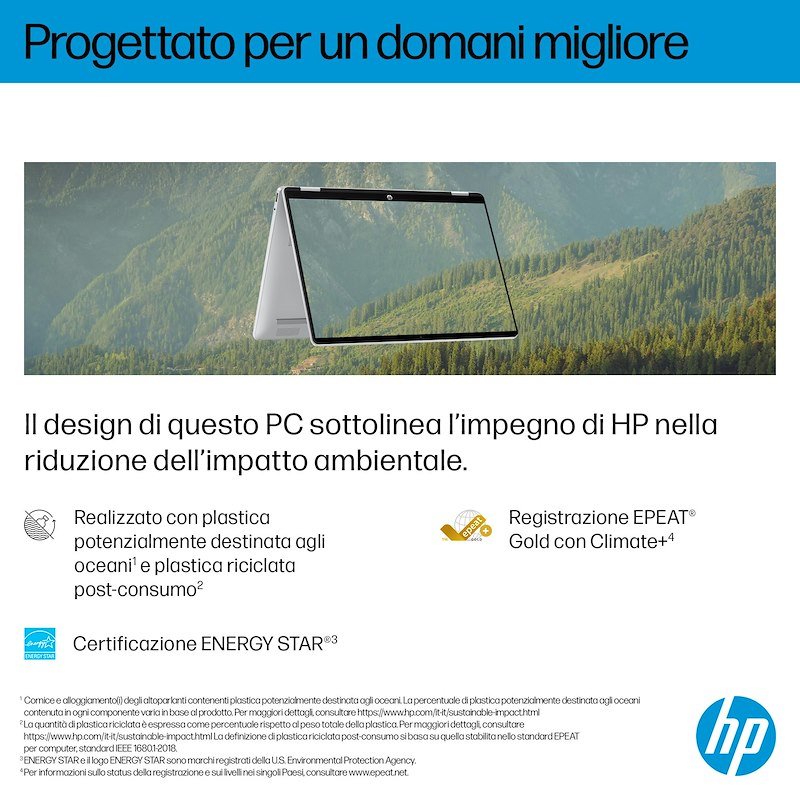 Hp Notebook Convertibile 14" 8/512 GB Omnibook 5 Flip 2-in-1 X360 14-fp0000nlx Glacier Silver