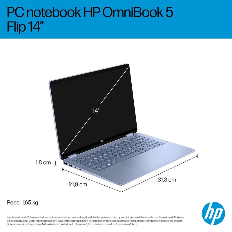 Hp Notebook convertibile Omnibook 5 Flip X360 14-fp0007nlx Sky blue