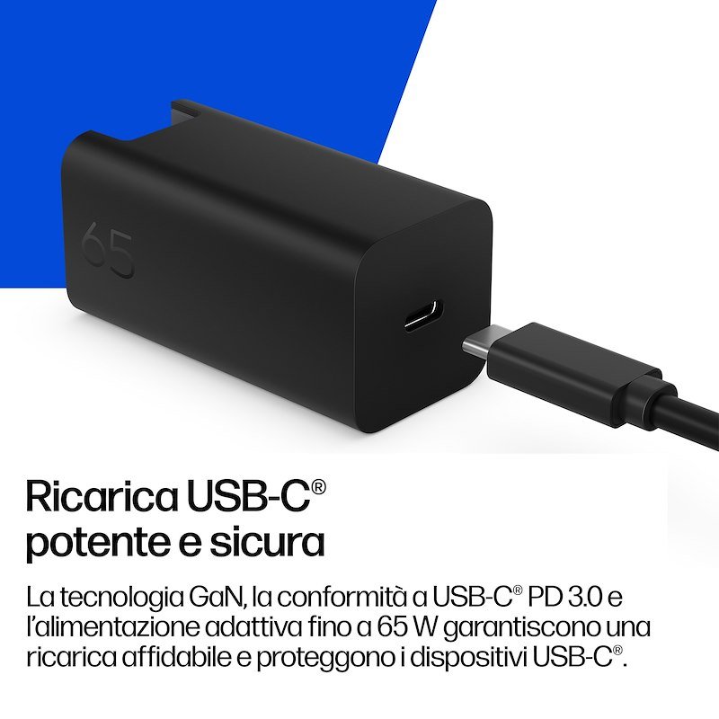 Hp Alimentatore Notebook con cavo USB-C GaN 65W C90mraa Nero