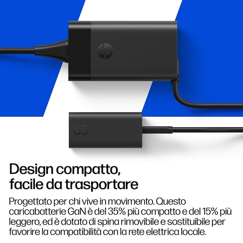 Hp Alimentatore Notebook con cavo USB-C GaN 65W C90mraa Nero