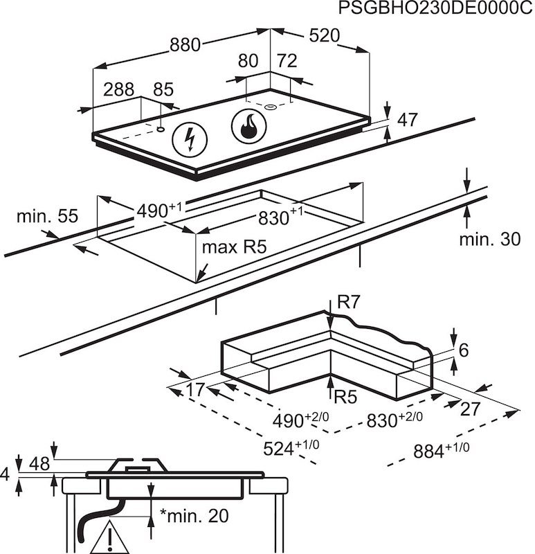 Aeg Piano cottura Misto Induzione e gas Hdb95623nb