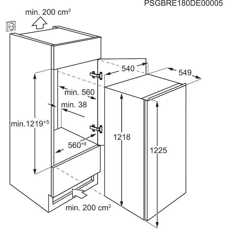 Aeg Frigorifero incasso OptiSpace serie 5000 Nsf5o12es Bianco