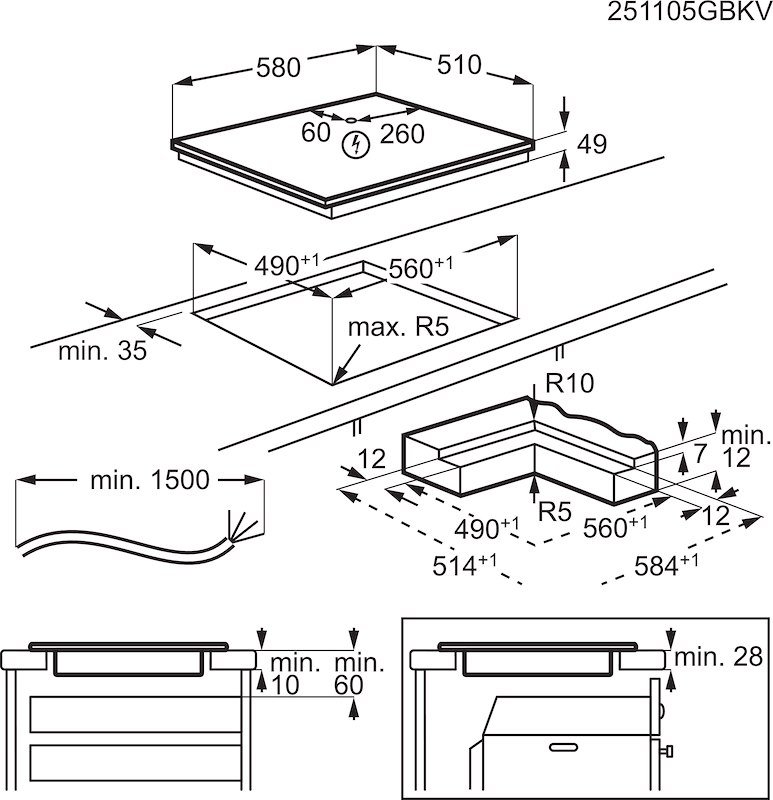 Aeg Piano Cottura ad Induzione a Incasso Ti64ib3biz SaphirMatt® Serie 8000 Nero