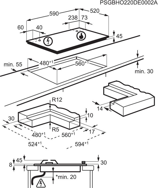 Aeg piano cottura a gas Hkb64423nl