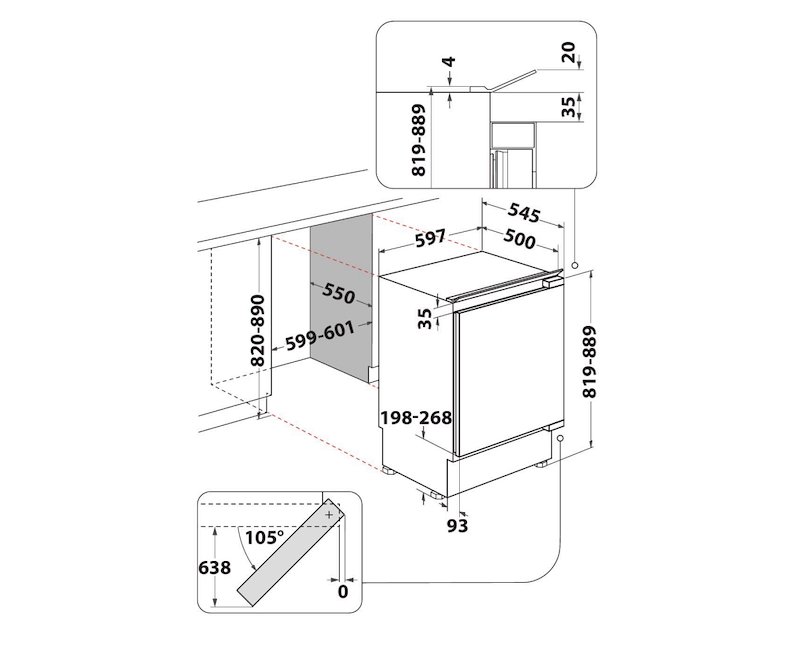 Indesit Frigorifero Sottotavolo da Incasso INBUL021 144 l Grigio