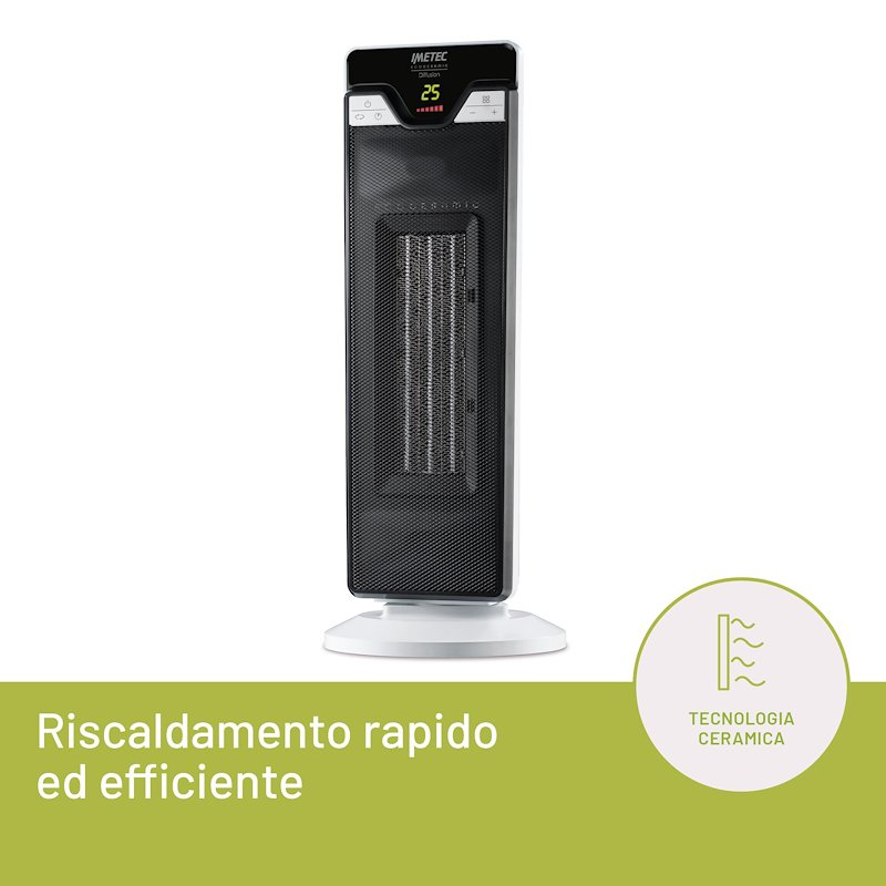 Imetec Termoventilatore EcoCeramic Compact 4033 Bianco e Nero