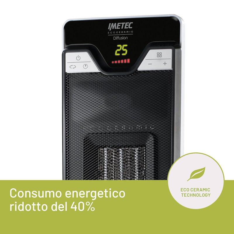 Imetec Termoventilatore EcoCeramic Compact 4033 Bianco e Nero