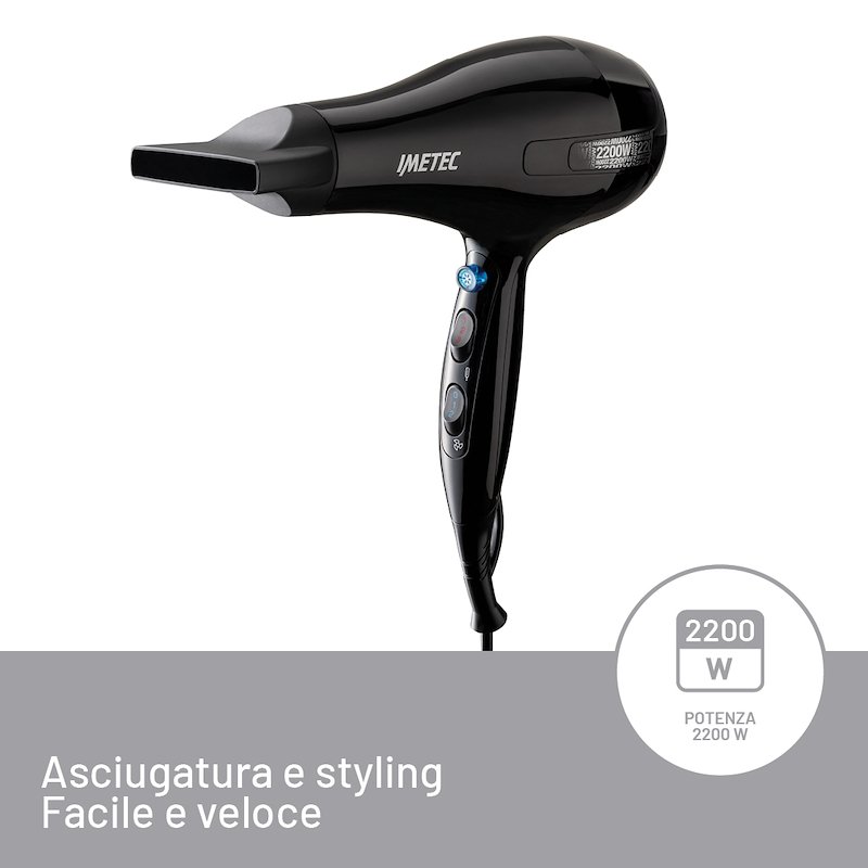 Imetec Asciugacapelli S6 2000 11977 Nero
