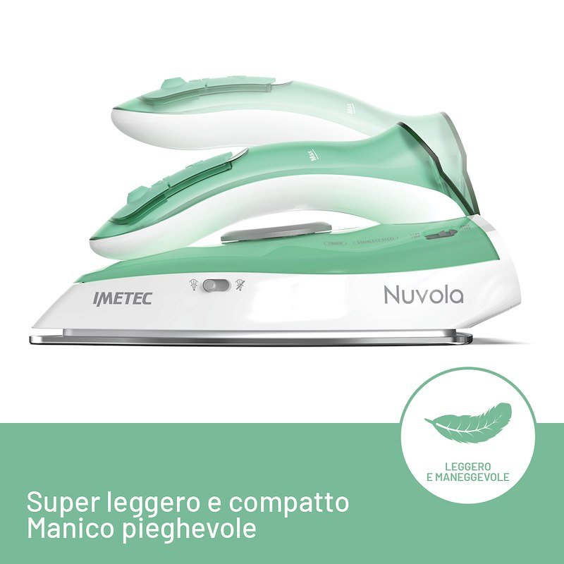 Imetec Ferro da Stiro da Viaggio a Vapore Nuvola 9048 Verde Acqua