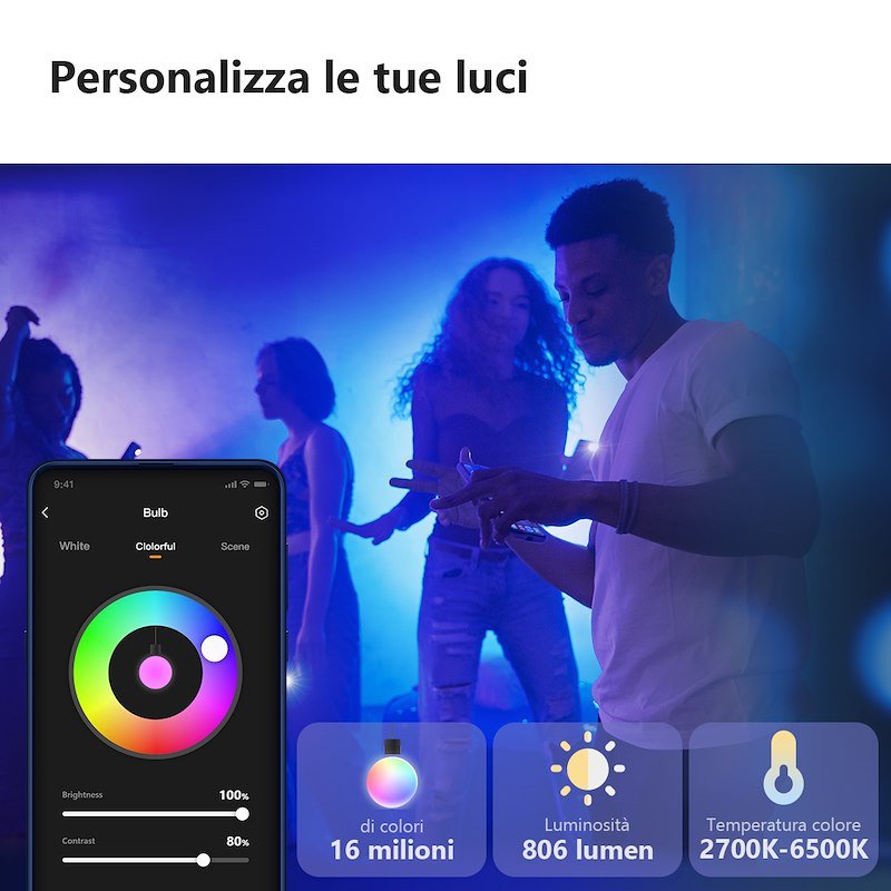 Imou Lampadina Intelligente a Colori Wi-Fi a LED E27 9W Light Blub B5