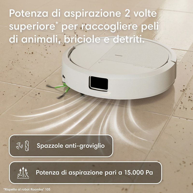 Irobot Robot Aspirapolvere e Lavapavimenti 2in1 Roomba 115 Combo White