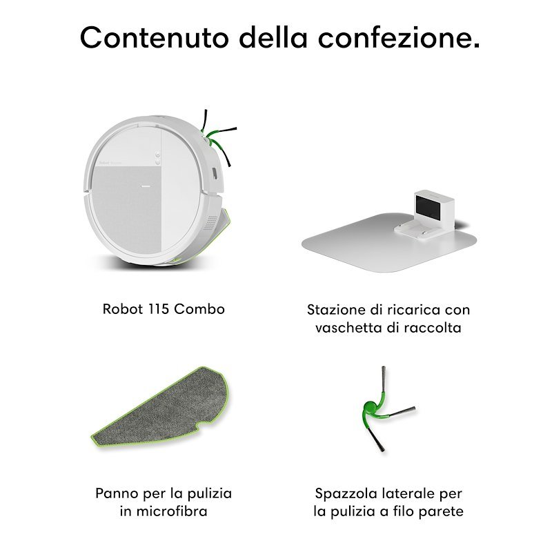Irobot Robot Aspirapolvere e Lavapavimenti 2in1 Roomba 115 Combo White