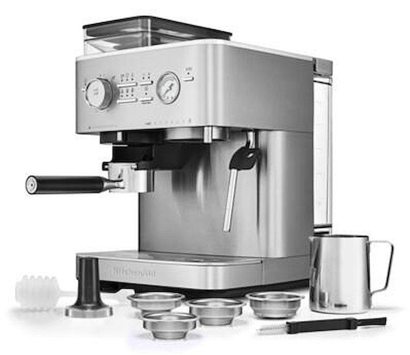 Kitchenaid macchina per caffè espresso semi-automatica con macinacaffè 5kes6551esx