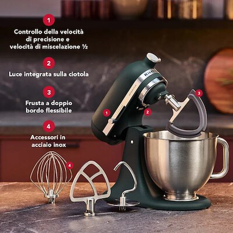 KitchenAid Impastatrice Planetaria 4,7L Artisan Plus 5ksm50pkvebk Ghisa Nero