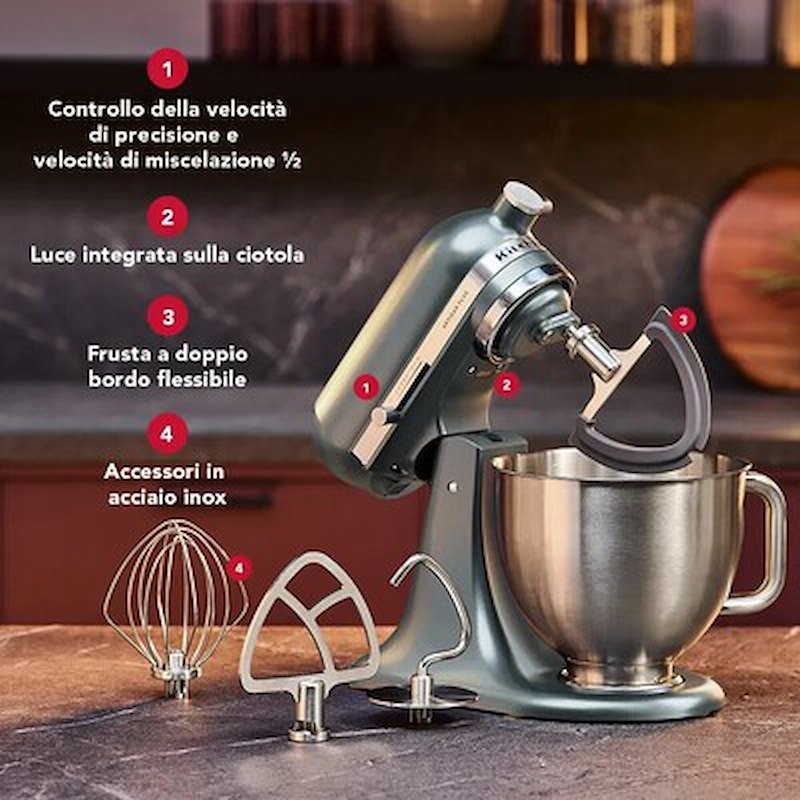 KitchenAid Impastatrice Planetaria 4,7L Artisan Plus 5ksm50pkvejp Ginepro
