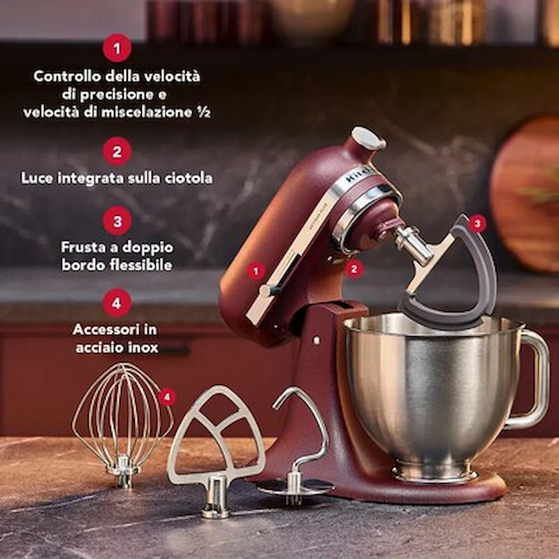 KitchenAid Impastatrice Planetaria 4,7L Artisan Plus 5ksm50pkveso Sun Dried Tomato