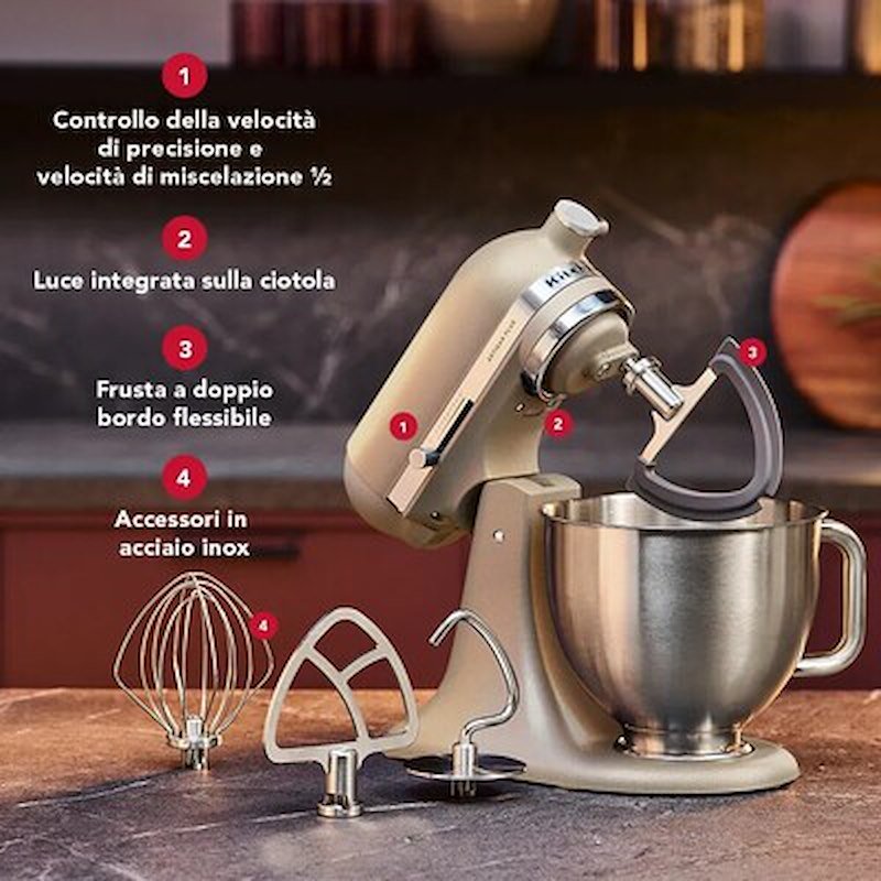 KitchenAid Impastatrice Planetaria 4,7L Artisan Plus 5ksm50pkveoc Oat