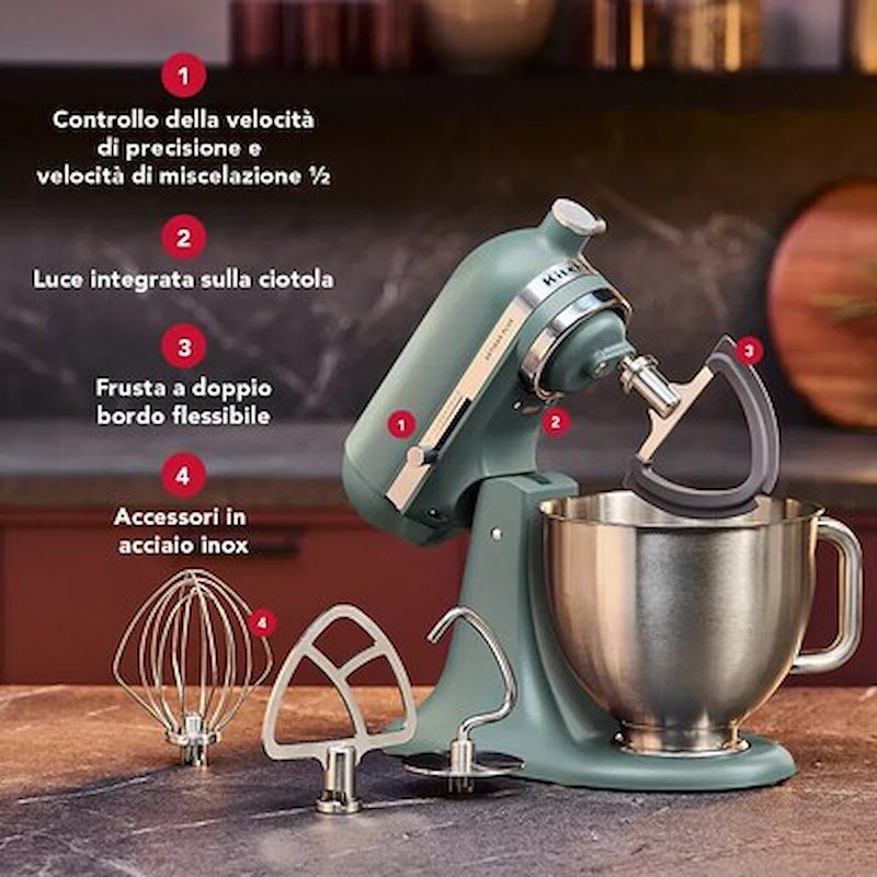 KitchenAid Impastatrice Planetaria 4,7L Artisan Plus 5ksm50pkvemj Mint Julep