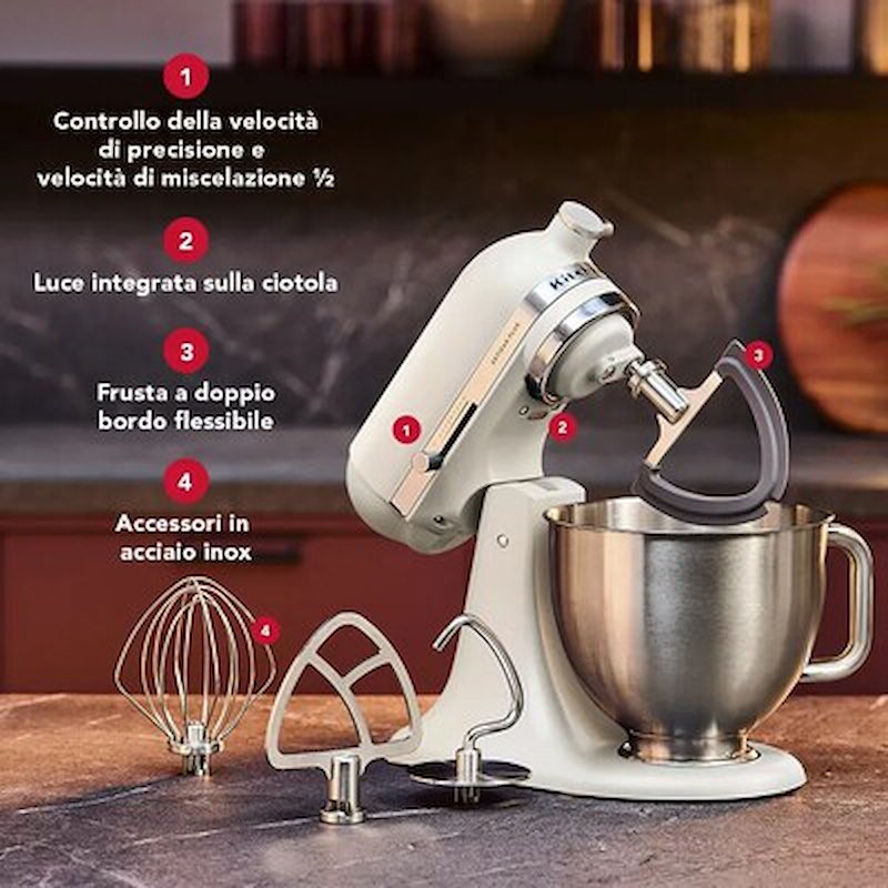 KitchenAid Impastatrice Planetaria 4,7L Artisan Plus 5ksm50pkvepl Porcellana