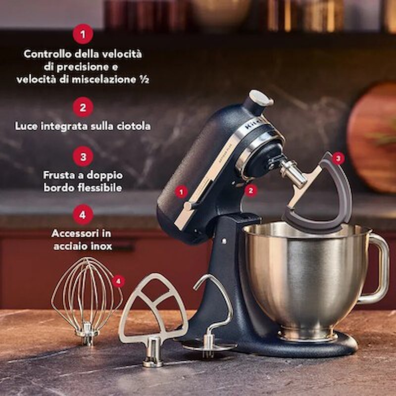 KitchenAid Impastatrice Planetaria 4,7L Artisan Plus 5ksm50pkvewb Wild Blueberry