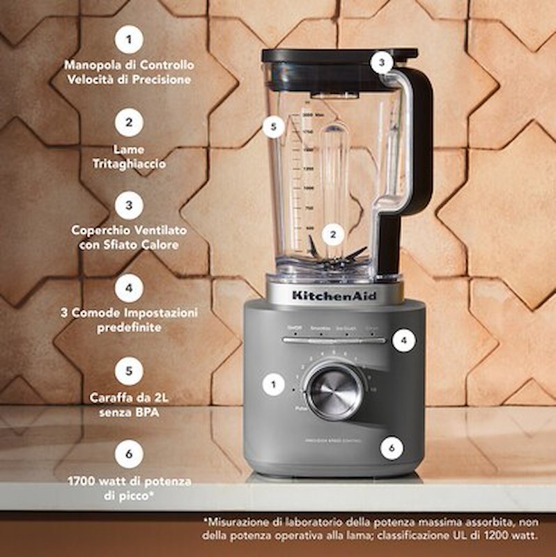 KitchenAid Frullatore Pure Power Blender 2L 5ksb2073edg Charcoal Grey