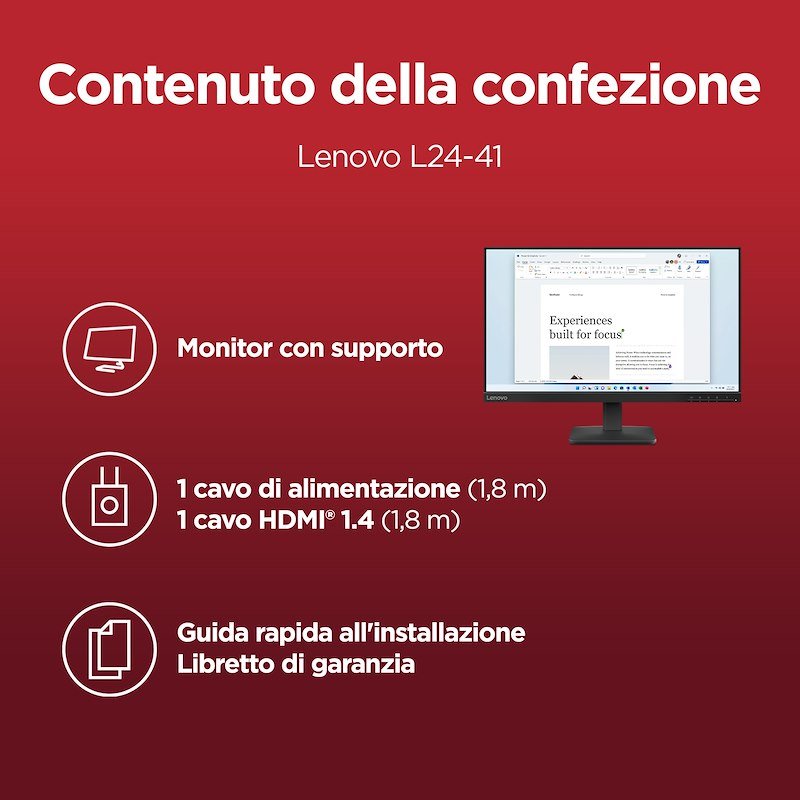 Lenovo Monitor L24-4e C1i5 Raven Black