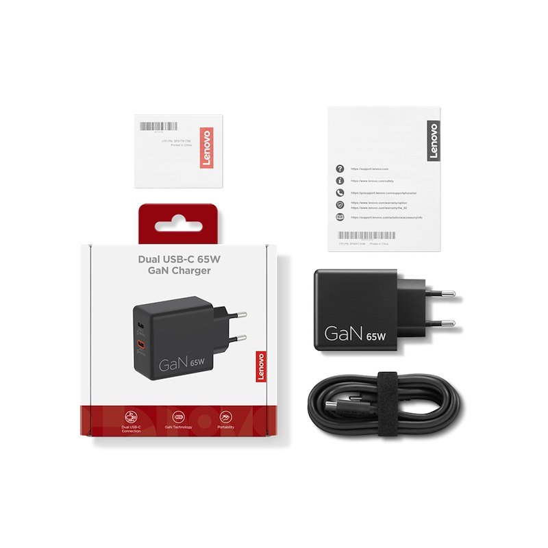 Lenovo Caricabatterie Dual USB-C 65W GaNG0a6065beu